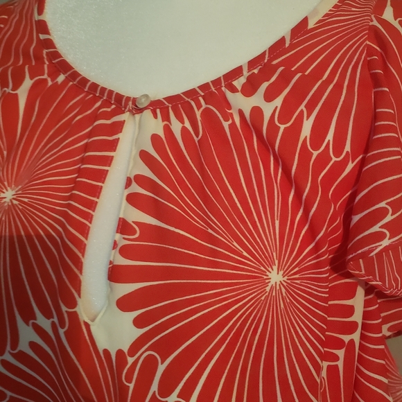 J CREW flutter sleeve summer dress white red starburst pattern size small - Picture 3 of 6